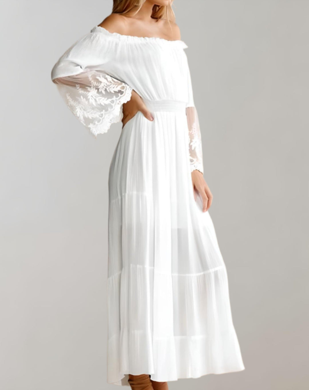Off-Shoulder-Maxikleid Damen für Hochzeitsgäste - Elara 2