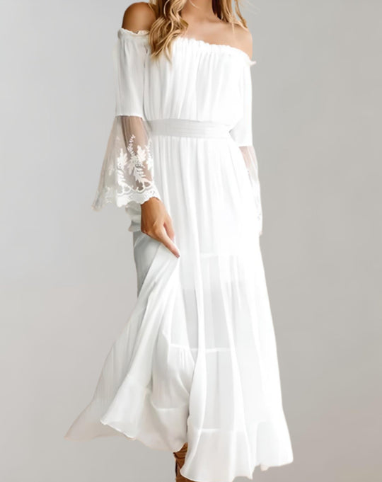 Off-Shoulder-Maxikleid Damen für Hochzeitsgäste - Elara 1
