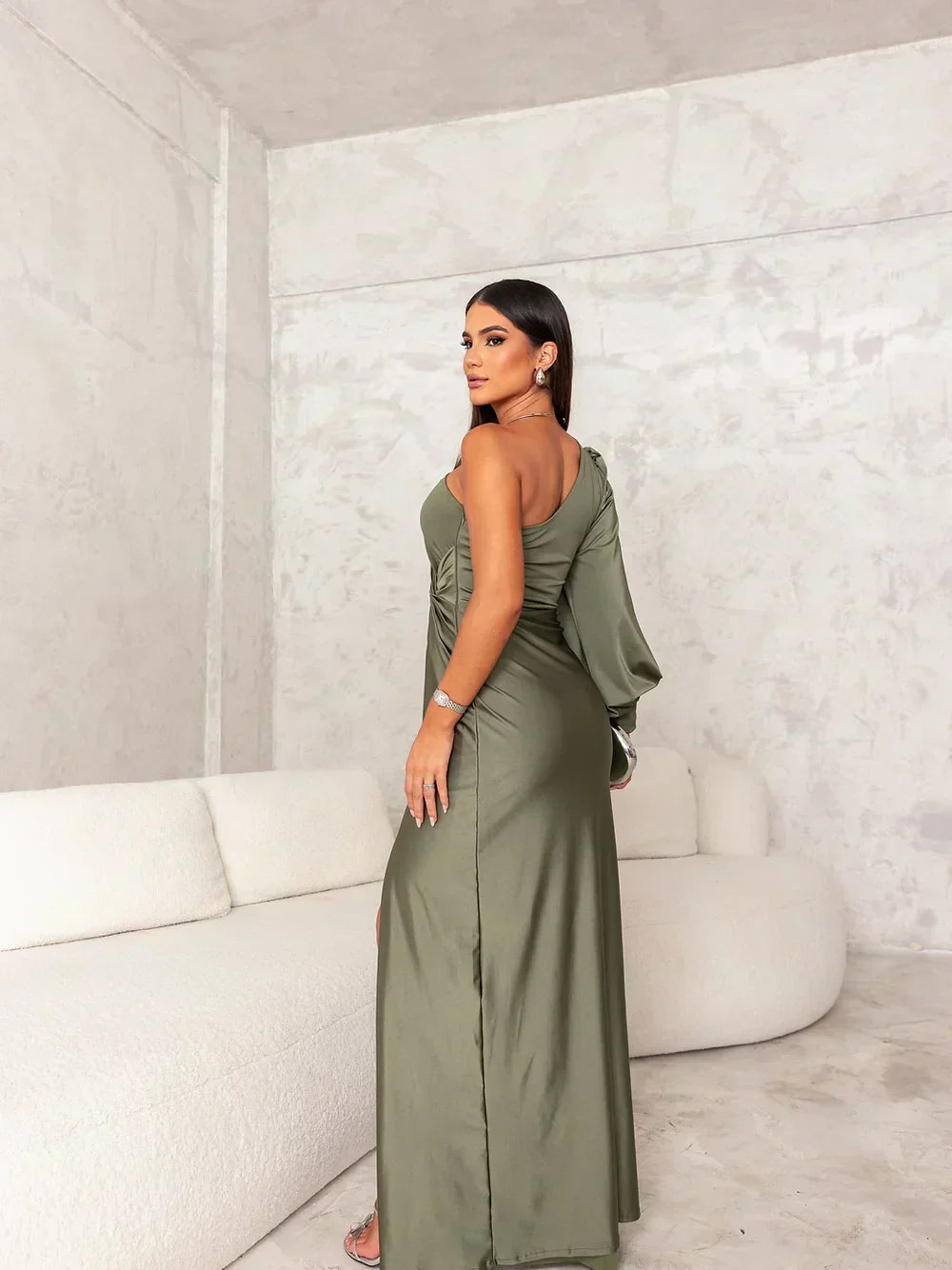 One-Shoulder-Maxi-Abendkleid Damen - Angela 7