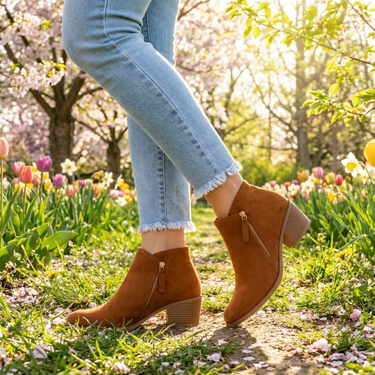 Orthopedische Enkellaarsjes Voor Dames Met Zijrits En Blokhak 5