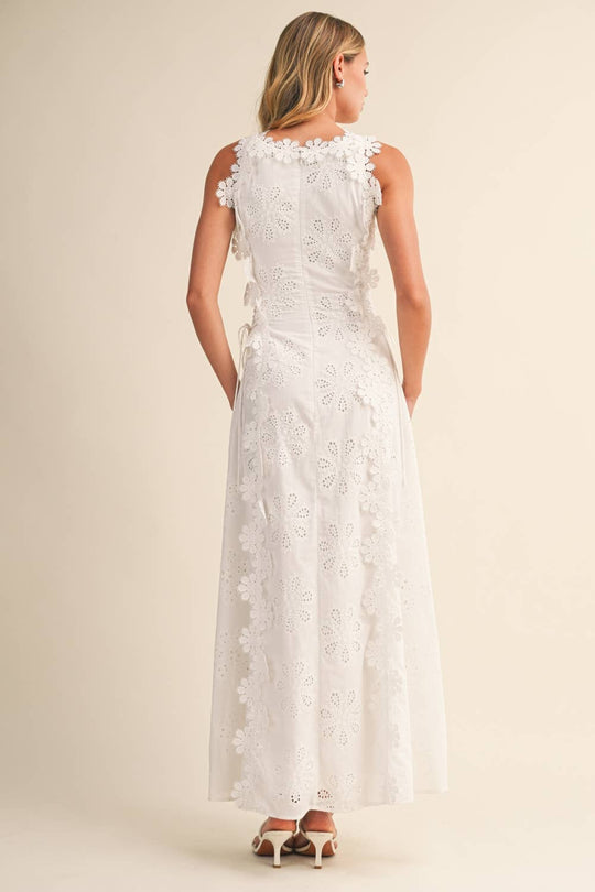 Orylisse - Maxi jurk voor vrouwen met elegante bloemenborduursels en kant 1