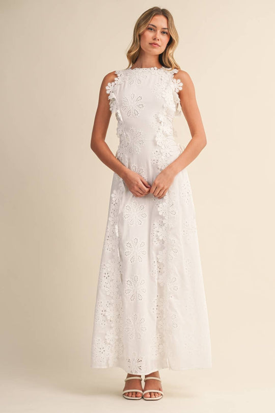 Orylisse - Maxi jurk voor vrouwen met elegante bloemenborduursels en kant 4