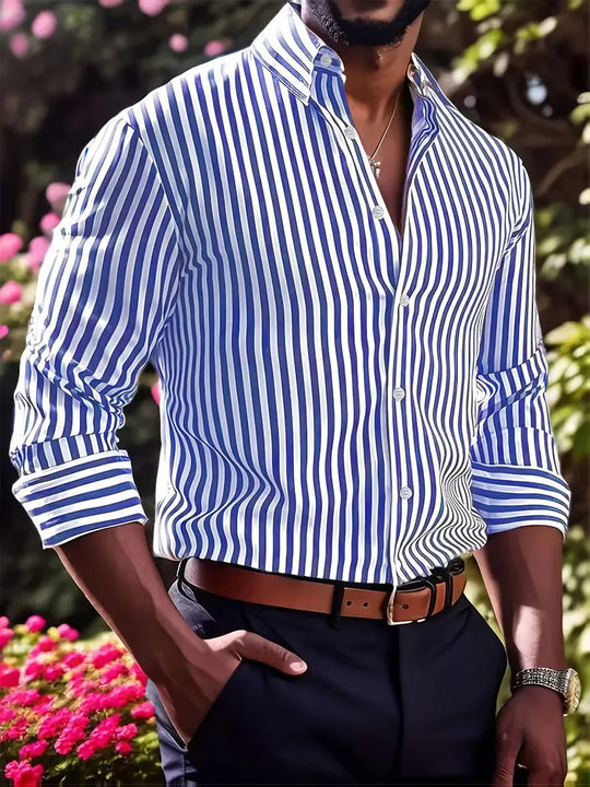 Overhemd Heren Slim Fit | Blauw-Wit Gestreept & Smart-Casual