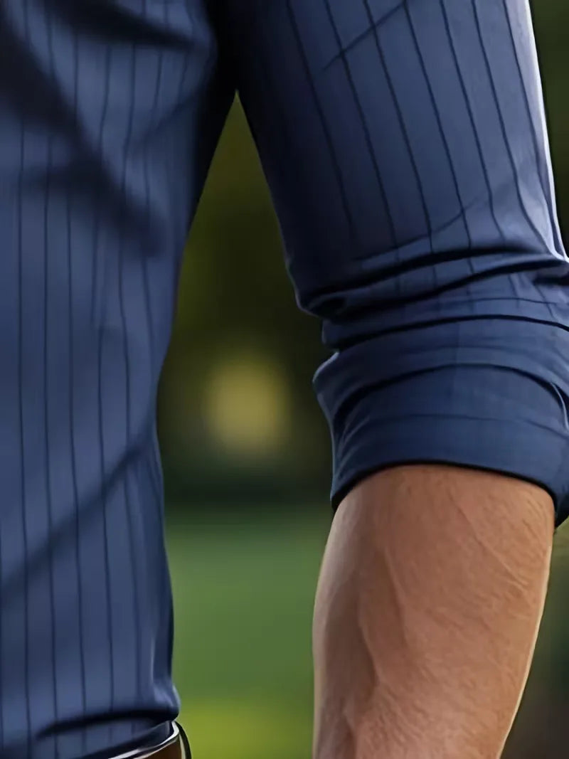 Overhemd Heren Slim Fit | Zakelijk Gestreept & Formeel Elegant