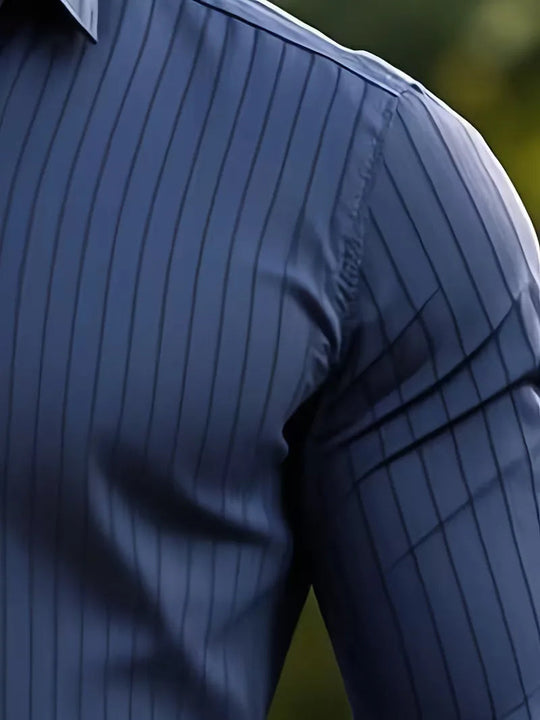 Overhemd Heren Slim Fit | Zakelijk Gestreept & Formeel Elegant