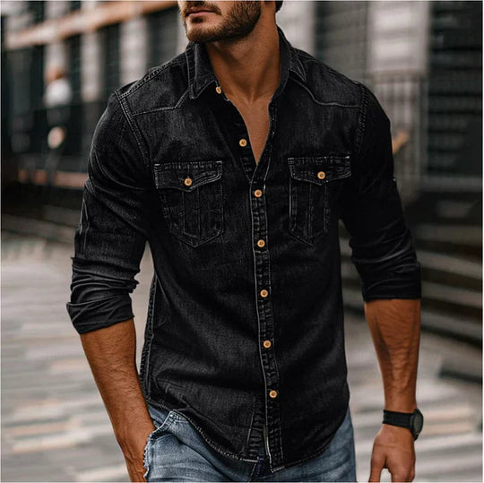 Overhemd Heren | Stoer Spijkeroverhemd met Western Details & Slim Fit