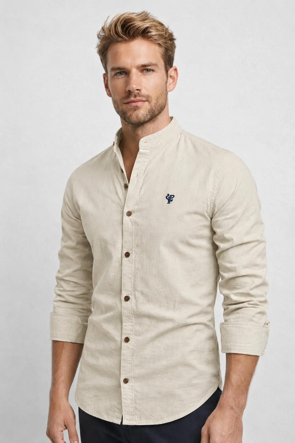 Overhemd | Slim Fit met Opstaande Kraag
