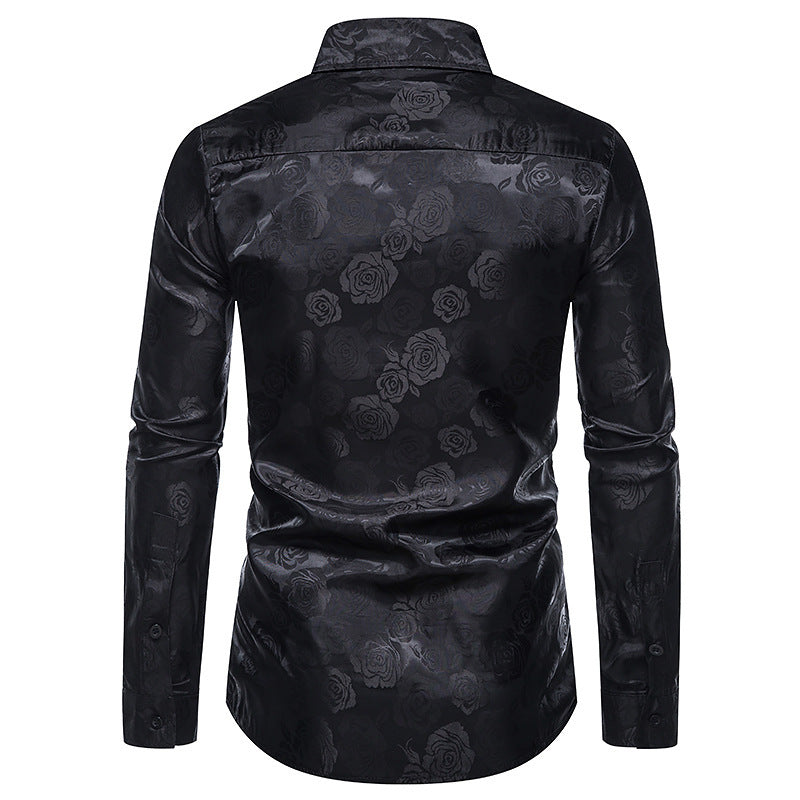 Overhemd met Rozenmotief Heren | Glanzende Look & Feestelijk Elegant