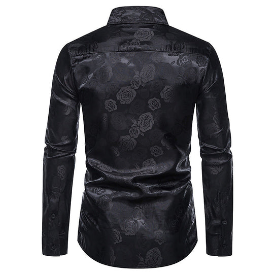 Overhemd met Rozenmotief Heren | Glanzende Look & Feestelijk Elegant