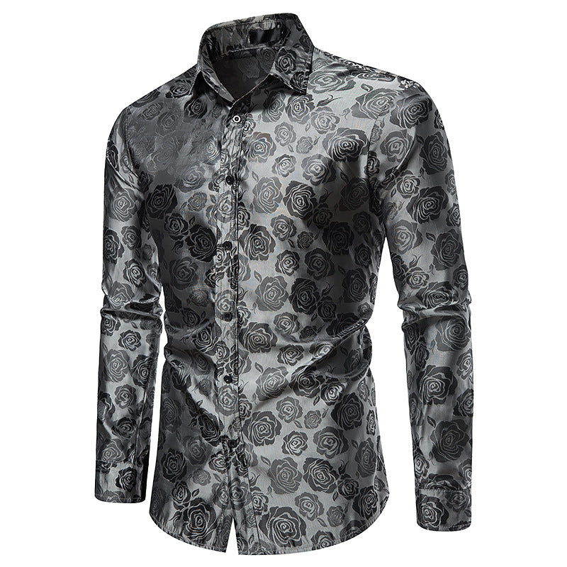Overhemd met Rozenmotief Heren | Glanzende Look & Feestelijk Elegant