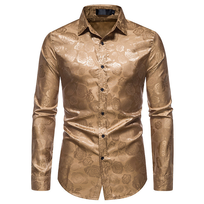 Overhemd met Rozenmotief Heren | Glanzende Look & Feestelijk Elegant