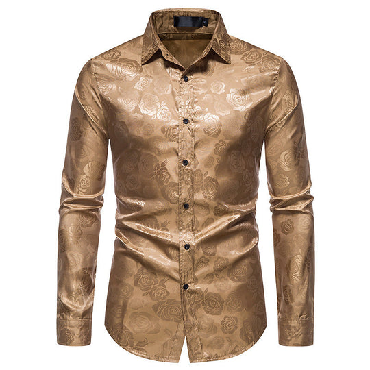 Overhemd met Rozenmotief Heren | Glanzende Look & Feestelijk Elegant
