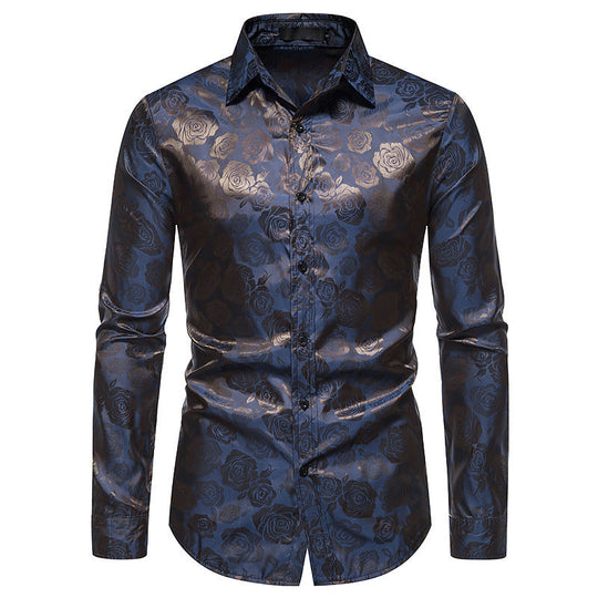 Overhemd met Rozenmotief Heren | Glanzende Look & Feestelijk Elegant