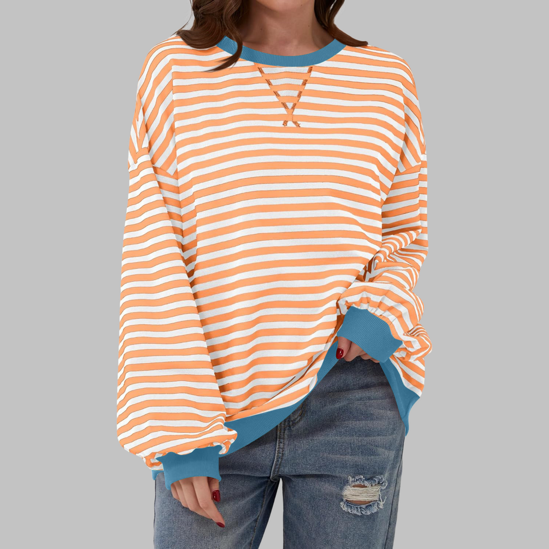 Oversize-Sweatshirt Damen | Retro-Streifenmuster