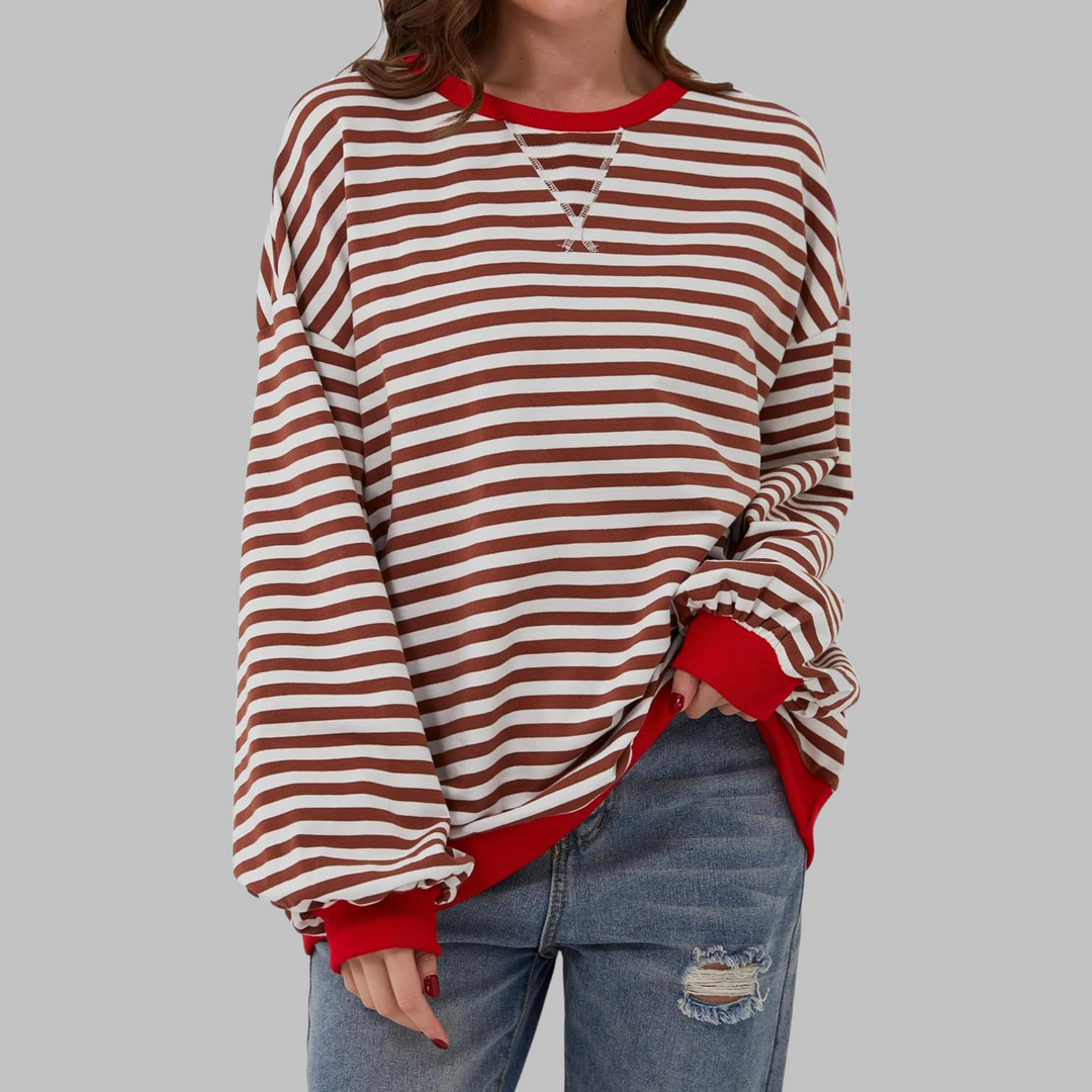 Oversize-Sweatshirt Damen | Retro-Streifenmuster