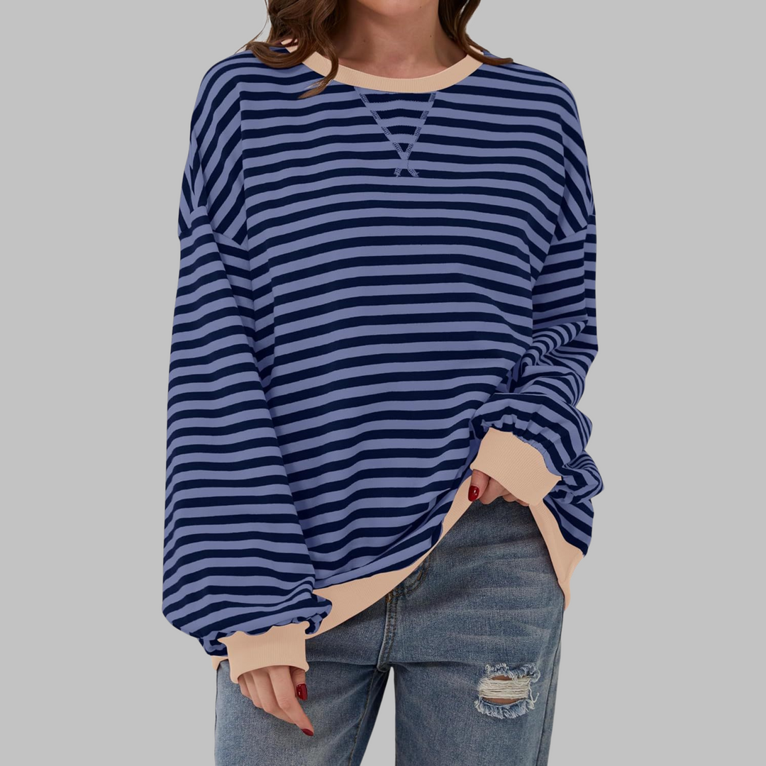 Oversize-Sweatshirt Damen | Retro-Streifenmuster