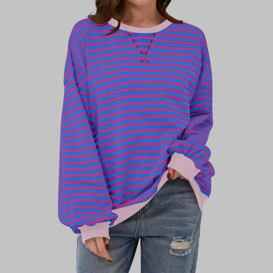 Oversize-Sweatshirt Damen | Retro-Streifenmuster