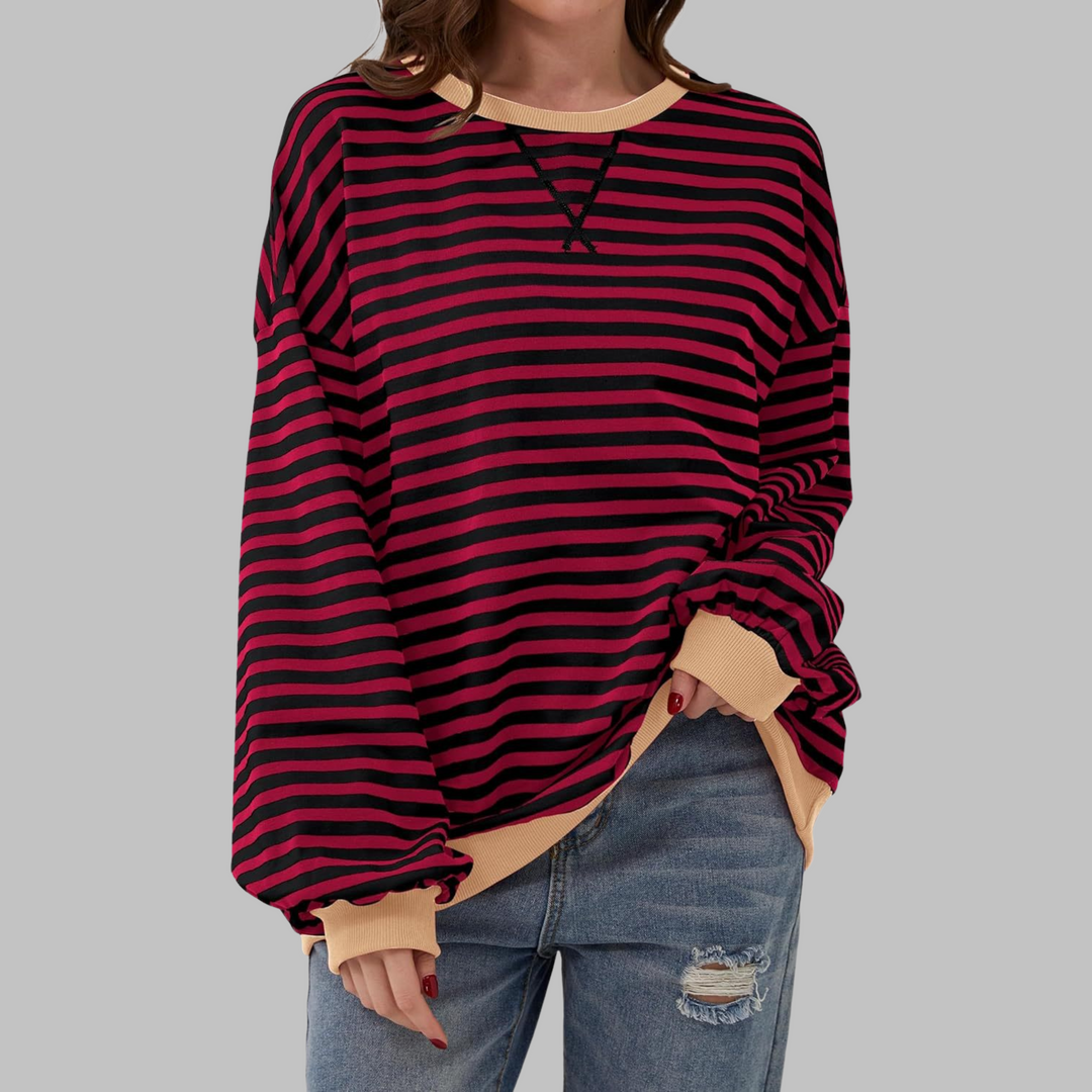 Oversize-Sweatshirt Damen | Retro-Streifenmuster