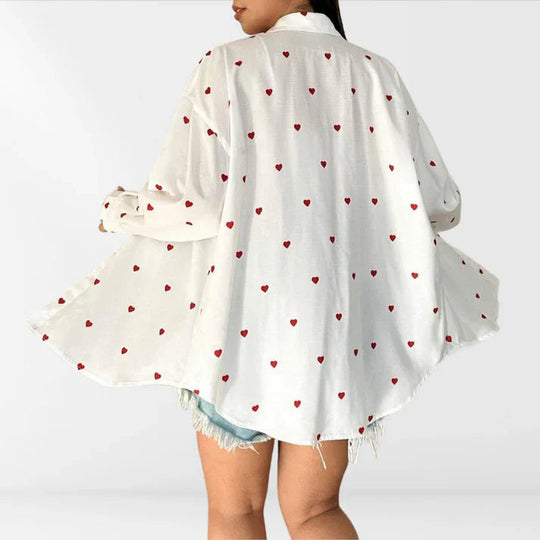 Oversized Blouse Dames | Hartjesprint & Nonchalante Pasvorm