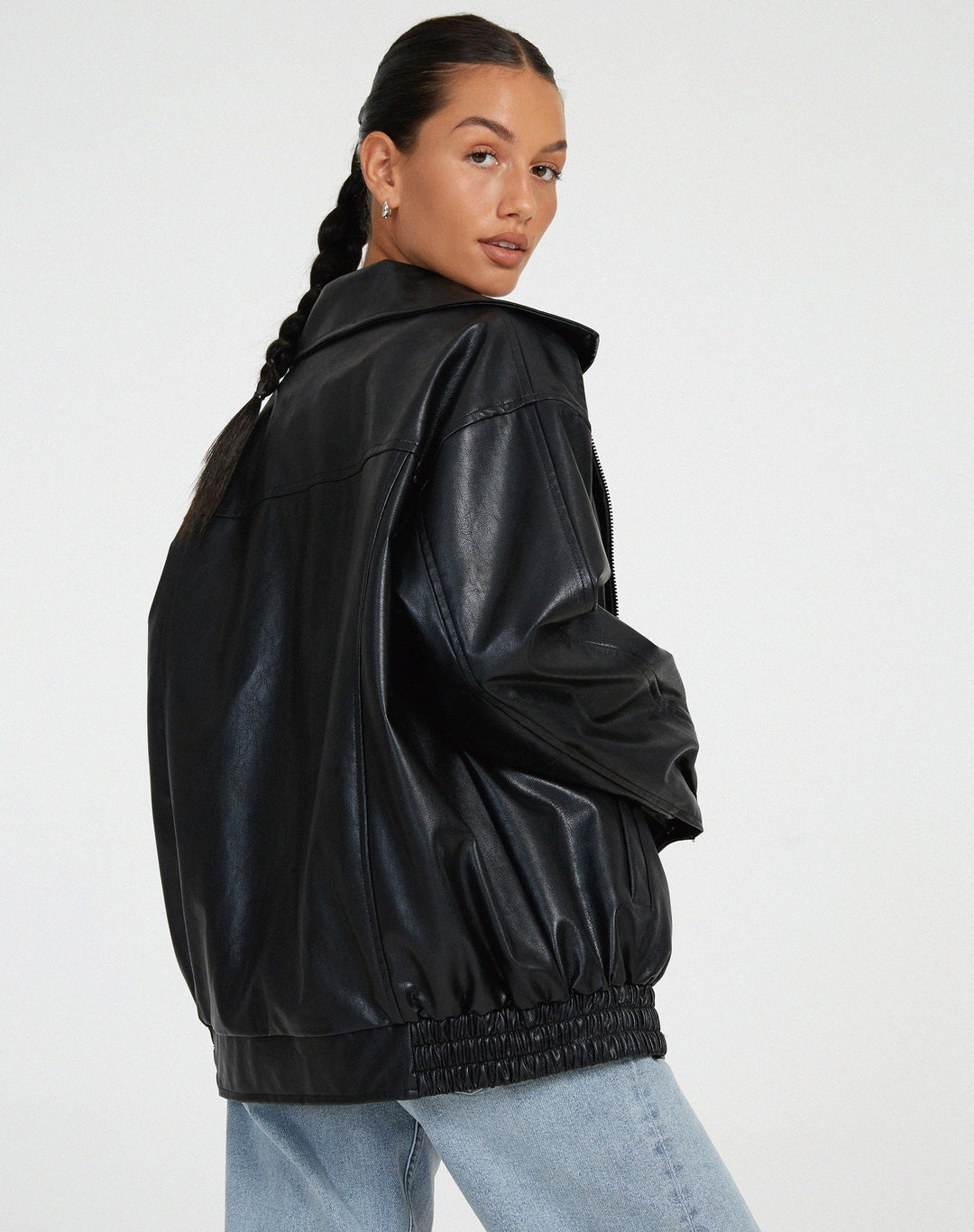 Oversized Losse Leren Jasje 7