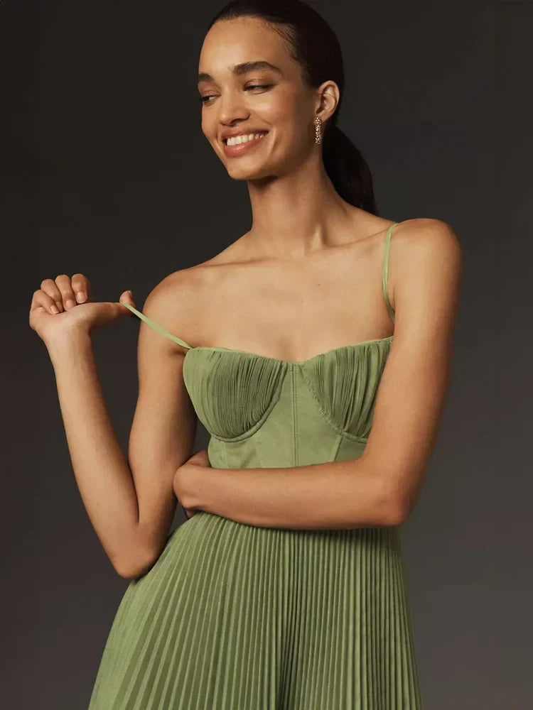 Plissiertes Midi-Cocktailkleid Damen - Amanda 3