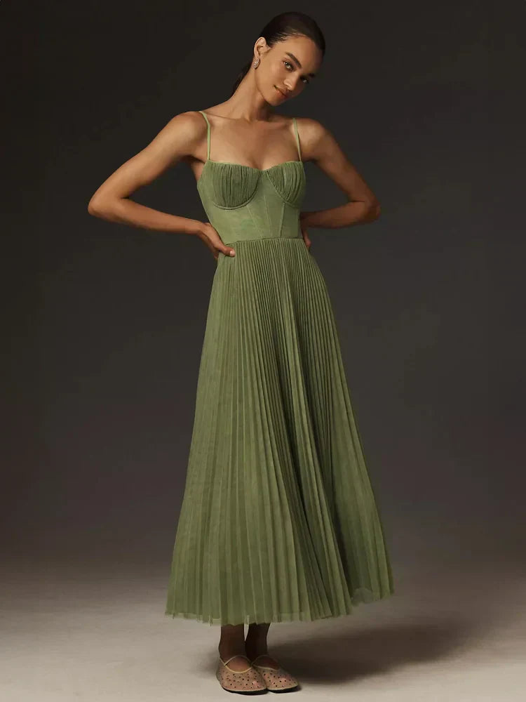 Plissiertes Midi-Cocktailkleid Damen - Amanda 1
