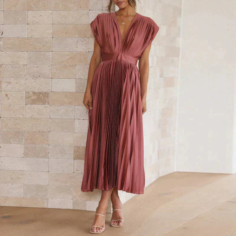 Plissiertes Midi-Galakleid Damen mit Schmeichelhafter Silhouette - Iris 2