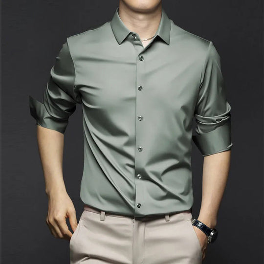 Polo Mannen | Elegant Overhemd met Luxe Satijn Look