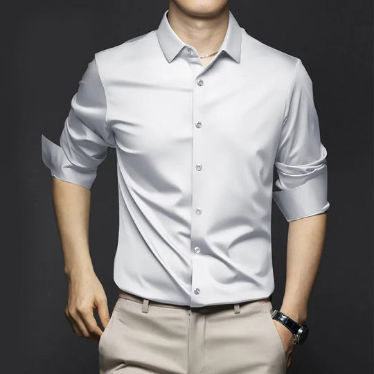 Polo Mannen | Elegant Overhemd met Luxe Satijn Look