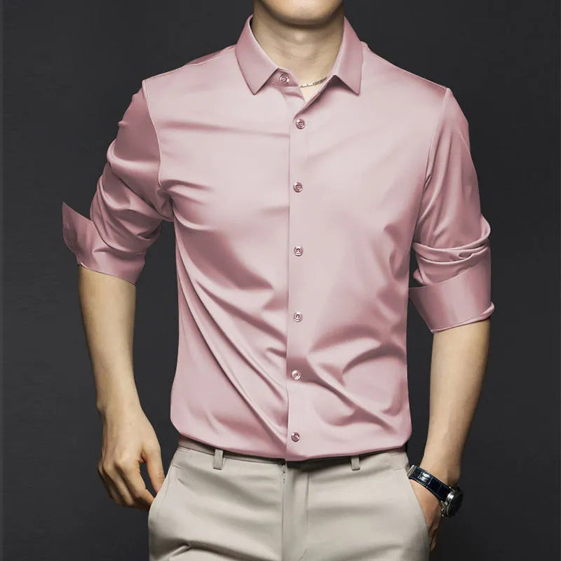 Polo Mannen | Elegant Overhemd met Luxe Satijn Look