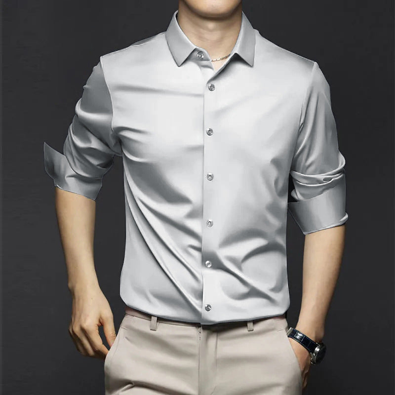 Polo Mannen | Elegant Overhemd met Luxe Satijn Look