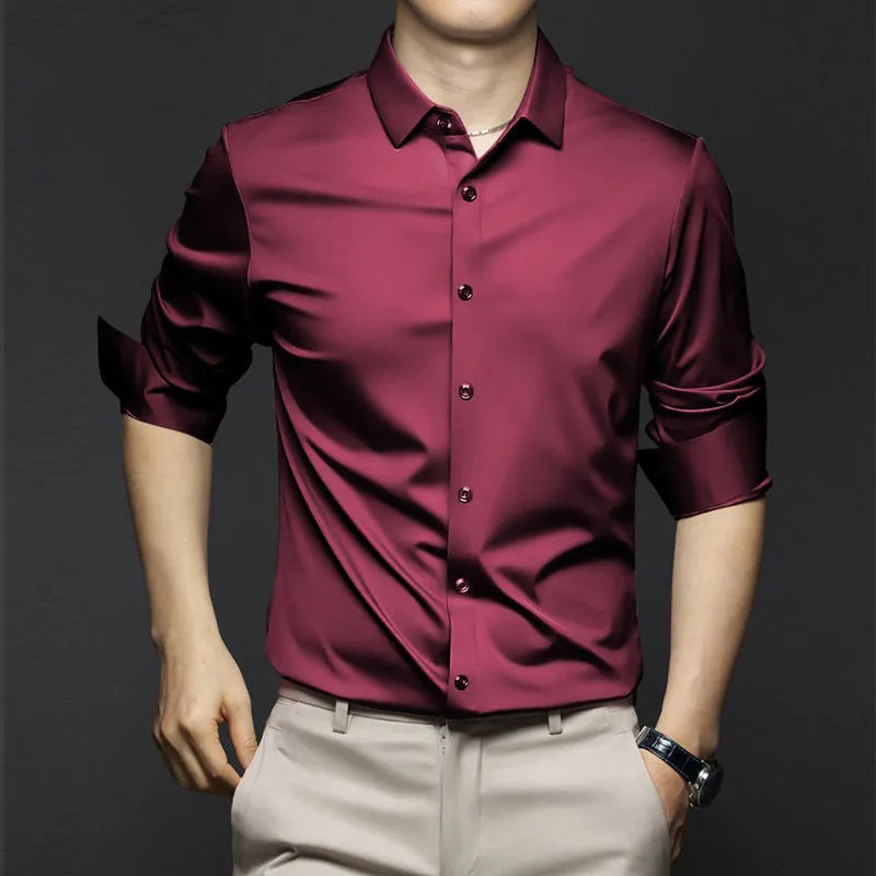 Polo Mannen | Elegant Overhemd met Luxe Satijn Look