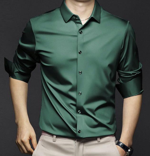 Polo Mannen | Elegant Overhemd met Luxe Satijn Look