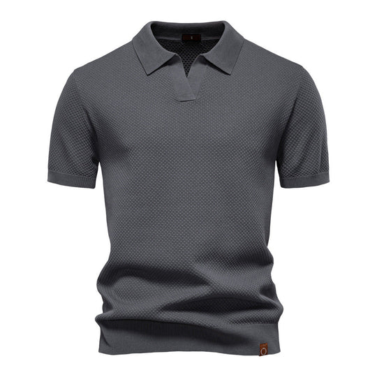 Polo Shirt Gestructureerd Knit | Stijlvol & Ademend Open Kraag