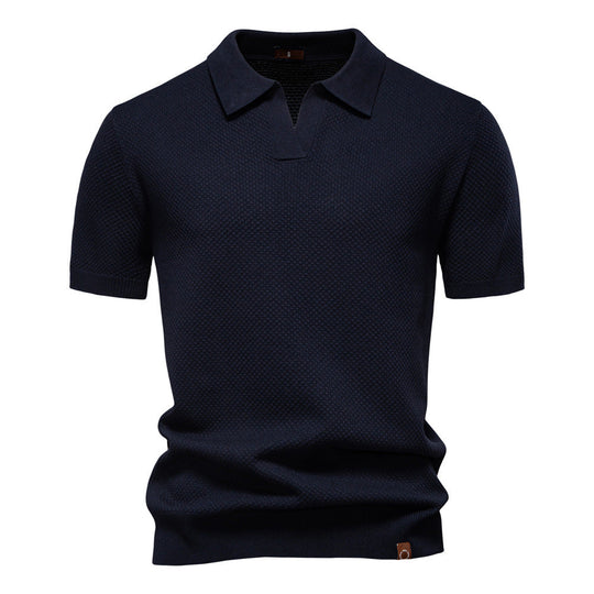 Polo Shirt Gestructureerd Knit | Stijlvol & Ademend Open Kraag