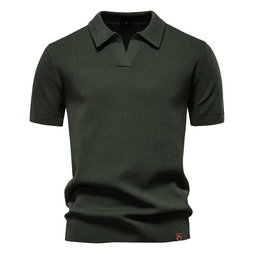 Polo Shirt Gestructureerd Knit | Stijlvol & Ademend Open Kraag