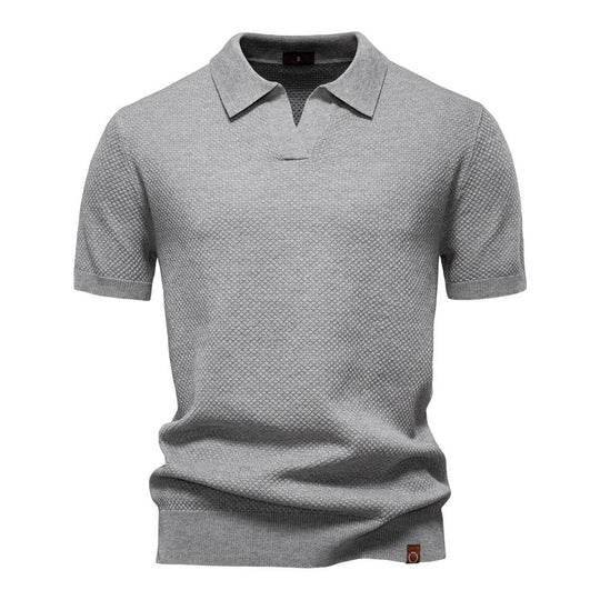 Polo Shirt Gestructureerd Knit | Stijlvol & Ademend Open Kraag