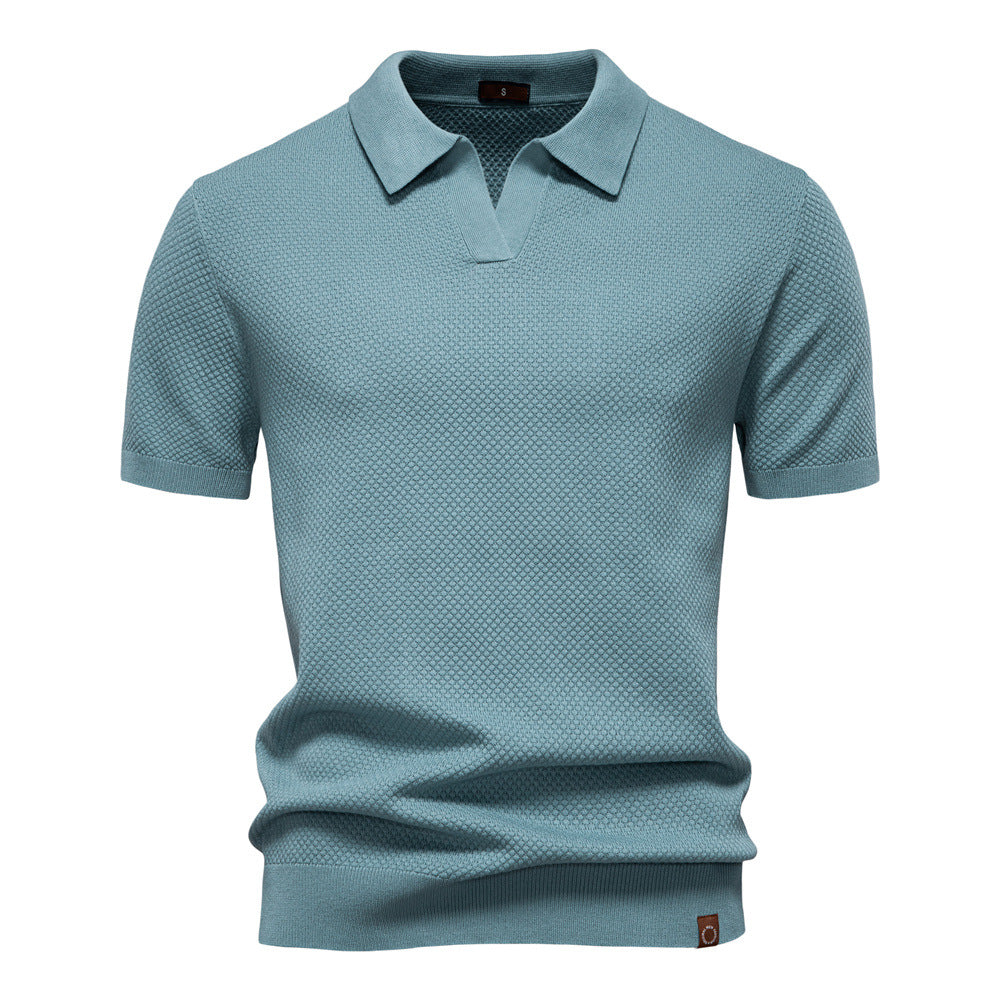 Polo Shirt Gestructureerd Knit | Stijlvol & Ademend Open Kraag