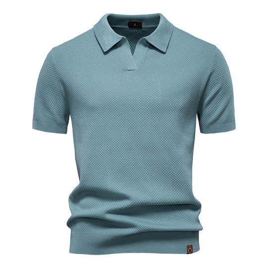 Polo Shirt Gestructureerd Knit | Stijlvol & Ademend Open Kraag