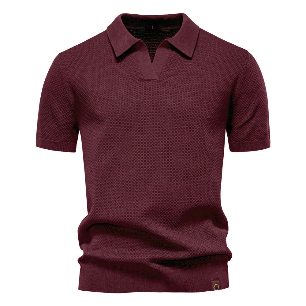 Polo Shirt Gestructureerd Knit | Stijlvol & Ademend Open Kraag