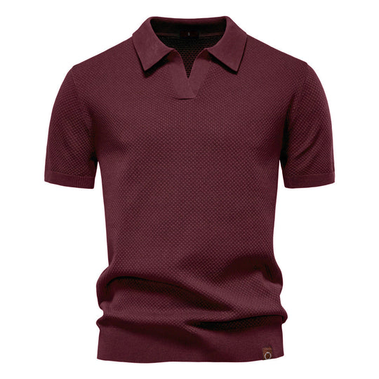 Polo Shirt Gestructureerd Knit | Stijlvol & Ademend Open Kraag