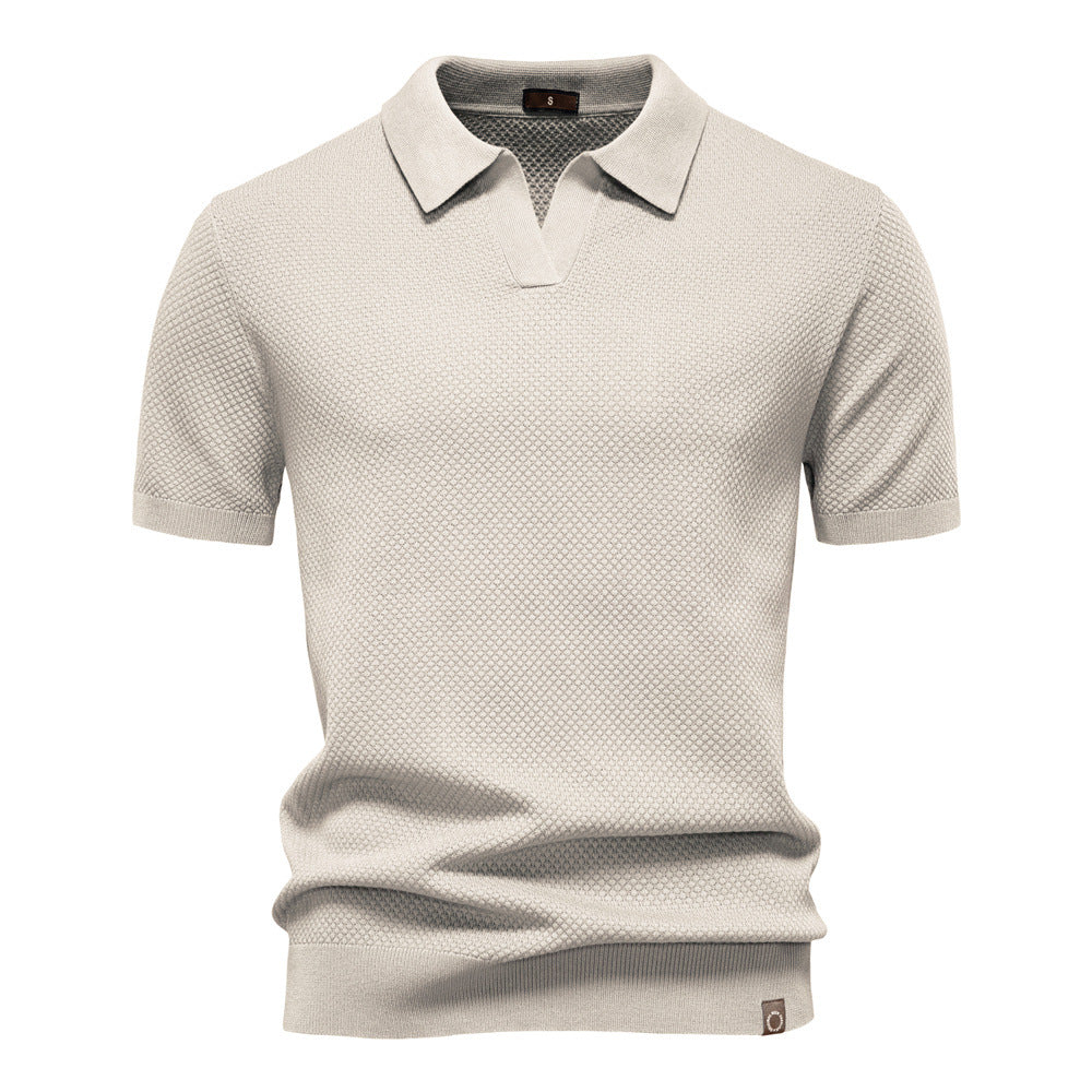 Polo Shirt Gestructureerd Knit | Stijlvol & Ademend Open Kraag