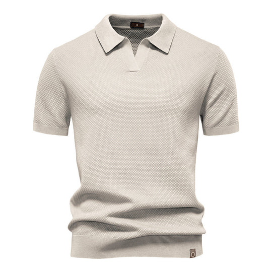 Polo Shirt Gestructureerd Knit | Stijlvol & Ademend Open Kraag