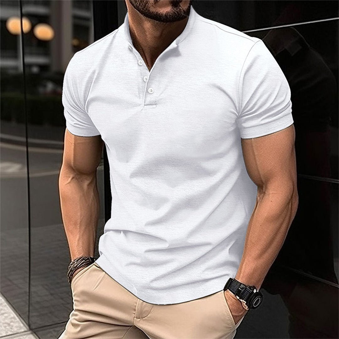 Polo Shirt Heren | Opstaande Kraag, Korte Knoopsluiting