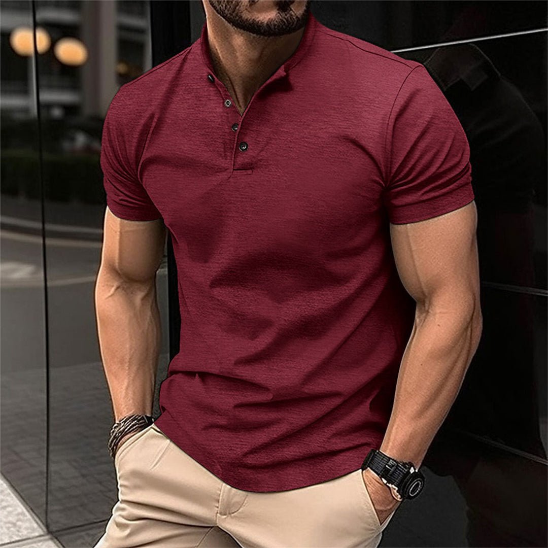 Polo Shirt Heren | Opstaande Kraag, Korte Knoopsluiting