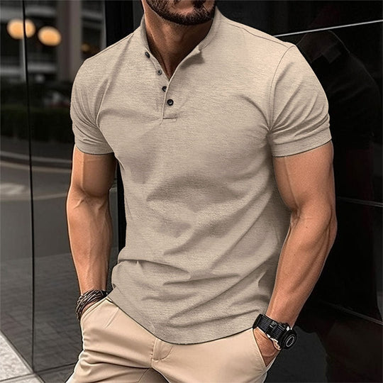 Polo Shirt Heren | Opstaande Kraag, Korte Knoopsluiting