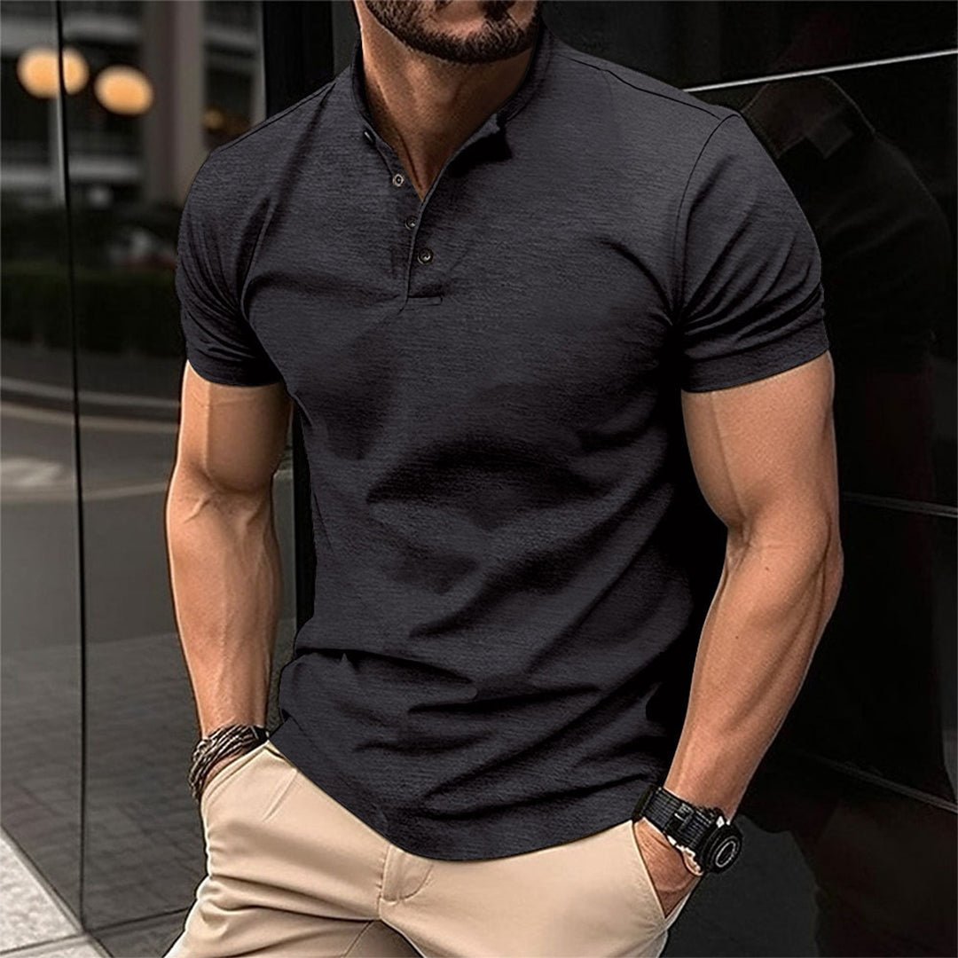 Polo Shirt Heren | Opstaande Kraag, Korte Knoopsluiting