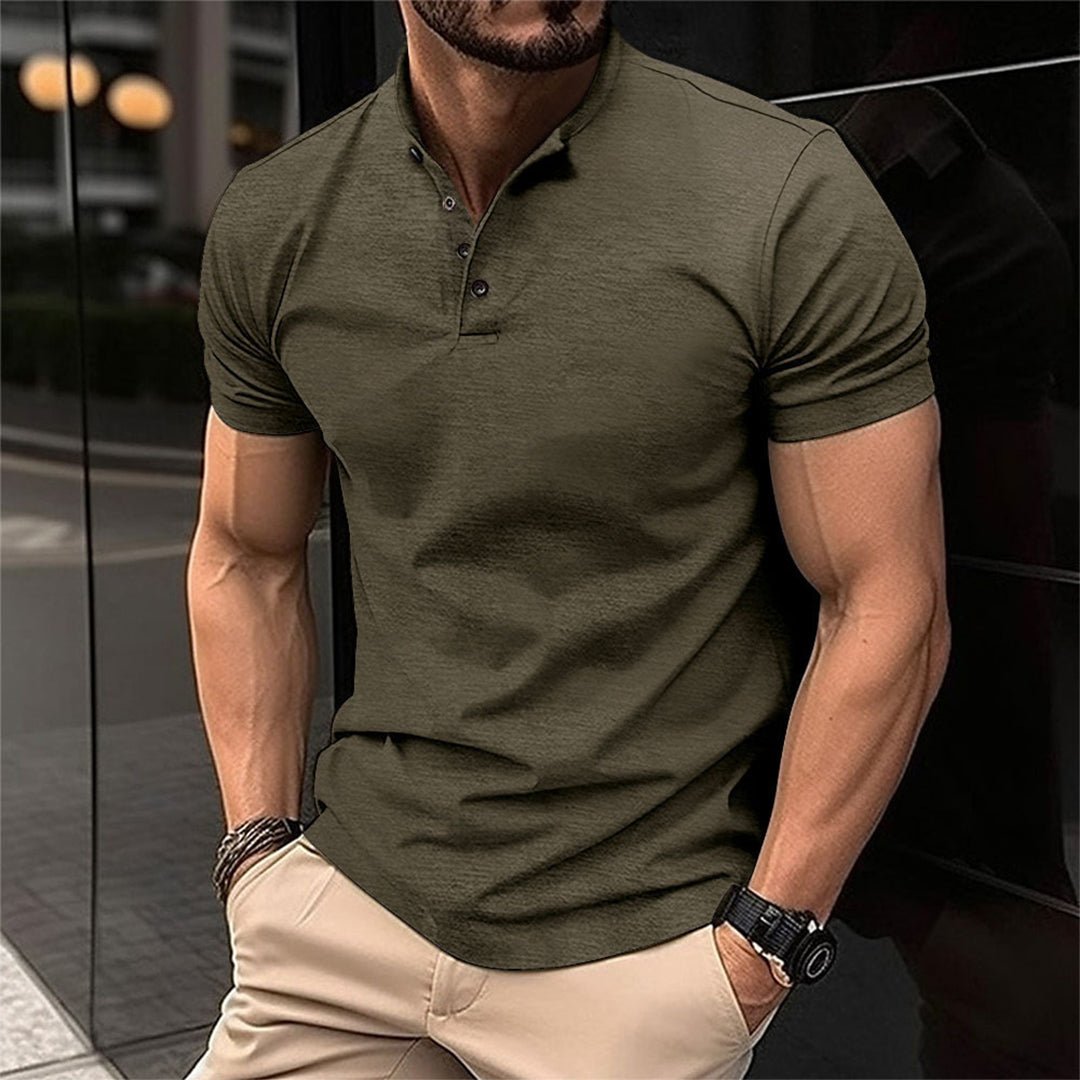 Polo Shirt Heren | Opstaande Kraag, Korte Knoopsluiting