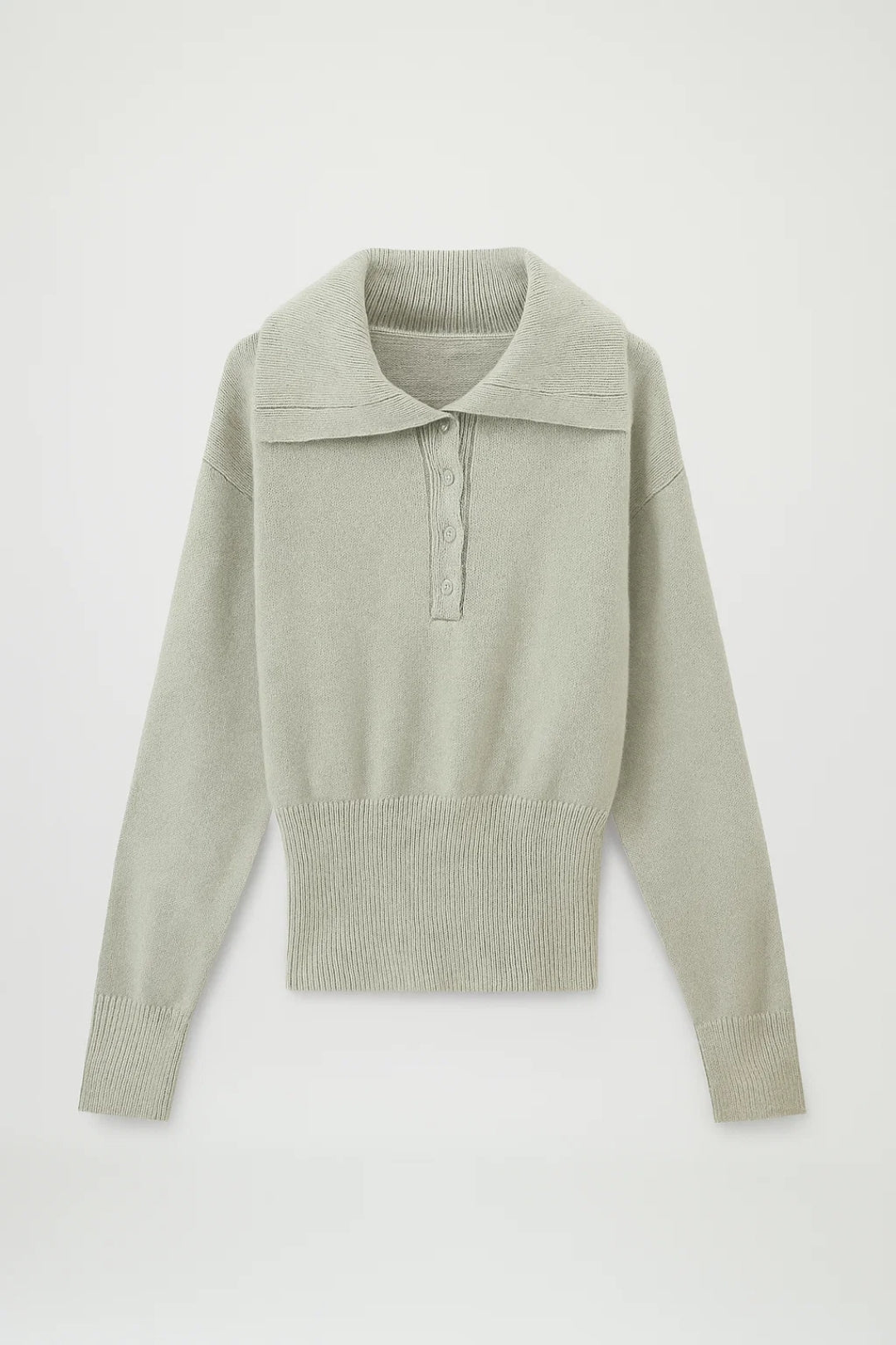 Émérence Dames Gebreide Polo Sweater | Lange Mouwen | Saliegroen 0