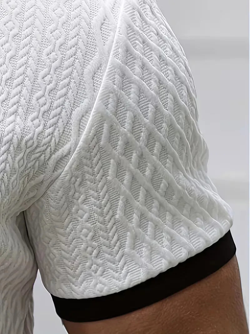 Polo met V-neck en jacquard patroon 5